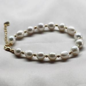 Bracelet en perles d'eau douce baroques simples et élégantes de 7 à 8 mm, bracelets élégants - Product Image 1