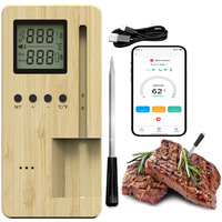 Termometer daging nirkabel dari kayu | Grosir memasak BBQ