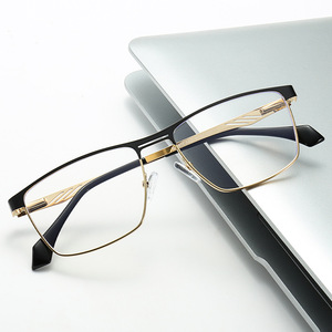 Marcos de especificaciones de moda para hombres Anti azul claro marrón ceja aleación de oro marco cuadrado elasticidad bisagra Monturas Para Gafas - Product Image 2