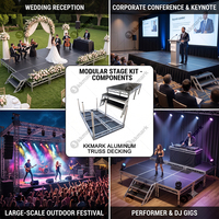 Plateforme de scène portable en aluminium KKMARK, kit de scène modulaire pour événements, avec escalier, pour mariage, concert, église