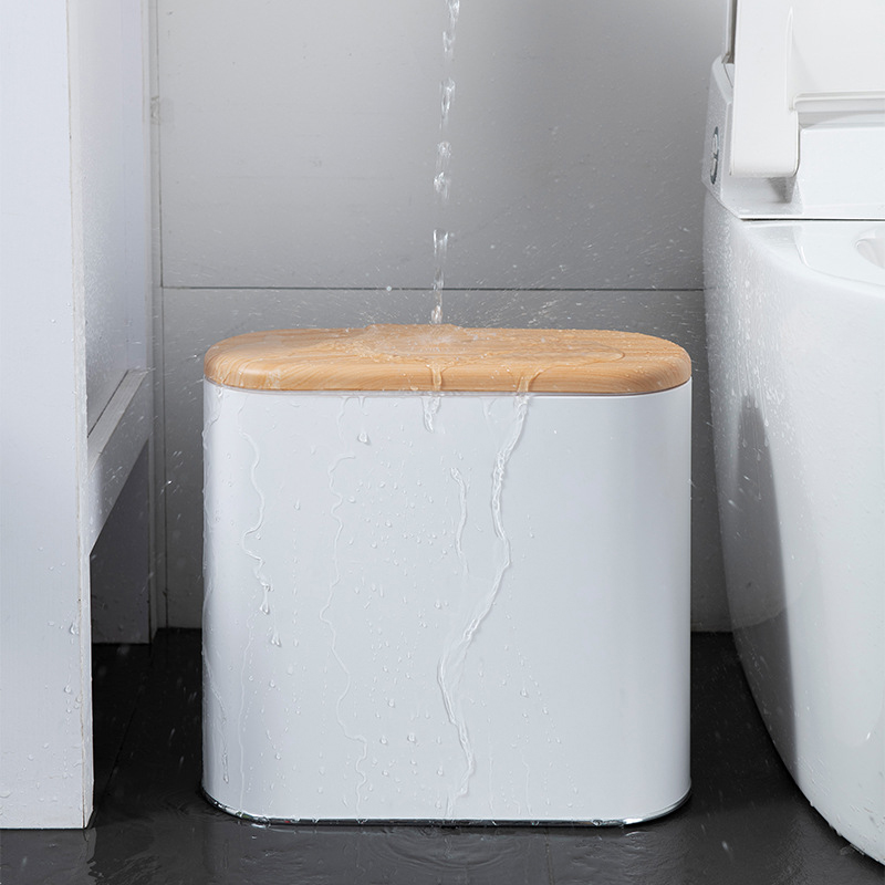 Predolo Pattumiera Nordica Con Coperchio A Pressione – Finto Legno, Quadrata, Con Piedini Alti