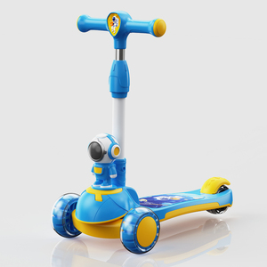 Patinete Infantil con Marco Metálico de 3 Ruedas, Antideslizante, con Amortiguación, Diseño de Cabeza de Dibujos Animados, Música y Luces, para Niños de 3 a 6 Años, para Exteriores - Product Image 1