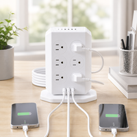Vente en gros CJYW – Station de charge verticale à 6 prises US avec logo personnalisé, 4 ports USB-A et 2 ports USB-C haute vitesse