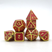 Dés à jouer TCG polyédriques en alliage de zinc de haute qualité, 7 pièces, or et rouge, Dungeons & Dragons, marque Nian, avec logo personnalisé, boîte métallique, anniversaire