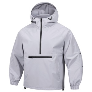 Blouson <span class=keywords><strong>Bomber</strong></span> Décontracté Léger et Coupe-Vent pour <span class=keywords><strong>Homme</strong></span>, Version Coréenne, Demi-Zip, à Capuche, Gris Clair et Noir, Vente en Gros Transfrontalière - Product Image 3