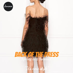 Abito da sera <span class=keywords><strong>senza</strong></span> maniche in piuma di struzzo da donna <span class=keywords><strong>senza</strong></span> maniche con piume lunghe <span class=keywords><strong>senza</strong></span> <span class=keywords><strong>spalline</strong></span> - Product Image 2