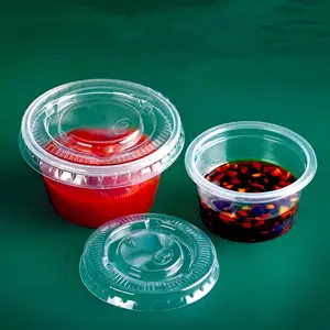 Hochwertige Einweg-Kunststoff-Mini-Joghurt-Gewürz becher Pp Sauce Container Cups mit Deckel