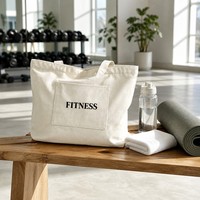Bolsa de Lona Personalizada, Resistente, con Costuras Reforzadas, de 16 oz, para Yoga, Fitness, Deportes, Compras, con Bolsillo Exterior