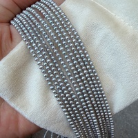 Perles d'eau douce grises miniatures, presque rondes, à haute brillance, de 2-3 mm, pour bricolage, un fil d'environ 39 cm de long