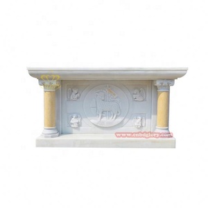 Diseño moderno de mármol blanco Altar de sacrificio Mesa Iglesia Tema Muebles Adornos Escultura para la venta - Product Image 3