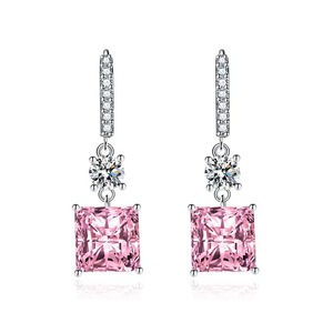Fashion Silver Plated <b>Jewelry</b> <b>Princess</b> Square Ear Buckle Multiple Colors Micro Inlaid Zircon Earrings for Women - Product Image 3
