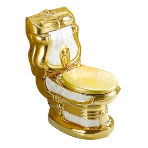 Royal extreme luxury quality electrochapado Hotel Golden WC VENTA CALIENTE juego de inodoro de cerámica dorada Vintage de una pieza Baño