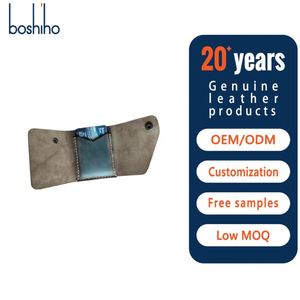 Portefeuille homme Boshiho Crazy Horse en cuir véritable, anti-vol RFID, rétro, fin, gravé, pleine fleur - Product Image 1