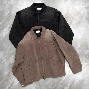 Clothing Manufacturer Custom Wholesale Streetwear Vintage Washed Distressed Ripped Cropped Detroit <strong>Work</strong> <strong>Jacket</strong> - Product Image 1