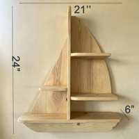 Étagère murale en bois en forme de voilier, étagère flottante multi-niveaux, rangement pour chambre d'enfant, décoration murale pour chambre de bébé, étagère murale décorative