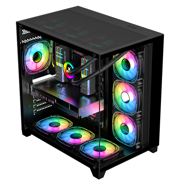 Ruix New Design Dual Tempered Glass Computer Cases & Towers Desktop Gaming CPU Glass Cabinet O11 Dynamic