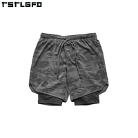 Shorts de sport cargo pour hommes, personnalisés, en polyester, 2-en-1, imprimés, pour fitness, gym, entraînement et course à pied, vente en gros