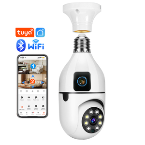 Caméra PTZ à double objectif 8MP 6MP 1080P avec liaison de type balle de fusil, vision nocturne couleur infrarouge, application Tuya 365, ampoule E27 °   Emote - Product Image 1