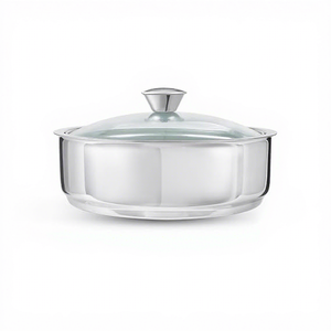 Stainless Steel Round Casserole Pot With Lid 24cm Durable Metal Cookware For Gas And <b>Induction</b> <b>Stoves</b> Hand Wash Only - Product Image 3