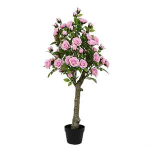 Bonsaï de roses artificielles réaliste fait main, pour mariage, intérieur, sol, toucher naturel, populaire, décorations de vitrine - Product Image 1