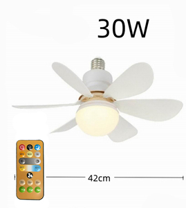 Ventilateur de plafond LED moderne 52 cm avec télécommande, 3 vitesses, 6 pales, éclairage encastré, moteur DC à intensité variable, corps en plastique blanc - Product Image 2