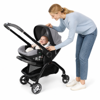 Poussette bébé ultra-légère pliable en alliage d'aluminium avec siège auto, capacité de charge de 15 kg, idéale pour les voyages, l'aéroport, le parc et l'usage quotidien