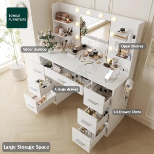 Vendita calda prezzo di fabbrica LED specchio Vanity comò Set con 7 cassetti Make up scrivania <span class=keywords><strong>donna</strong></span> camera da letto toletta - Product Image 2