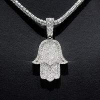 Pendentif Main de Hamsa en Moissanite Ice Out, Argent Sterling 925, Style Hip Hop, Testeur de qualité, Vente Flash
