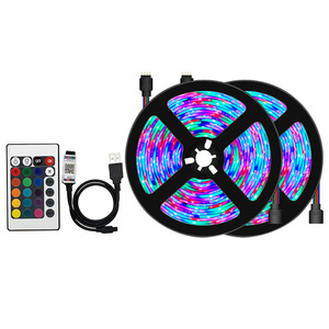Bandes lumineuses LED RGB 120 LED/m, télécommande USB, PCB noir 4 mm, DC 12V, guirlandes lumineuses flexibles d'intérieur avec télécommande IR - Product Image 2