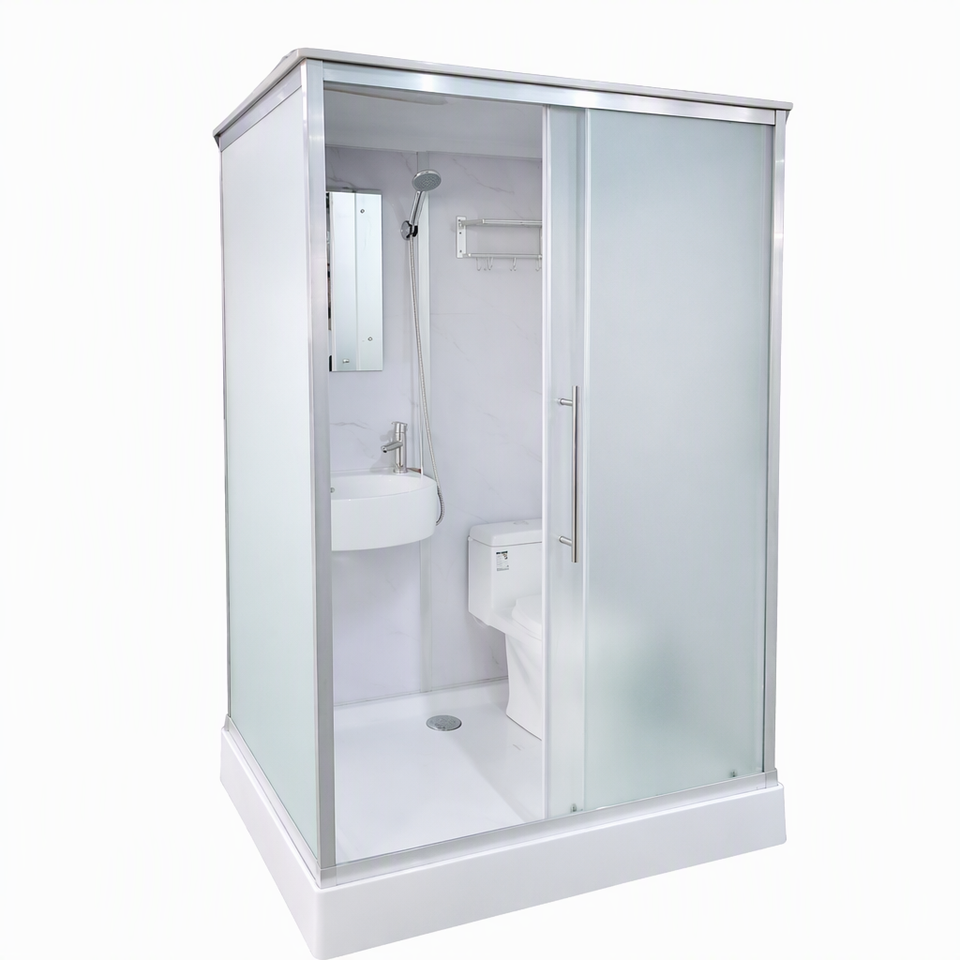 Generic Hotel Layout Prefabricated Modern Bathroom Integrated Shower Room Tempered Glass ...