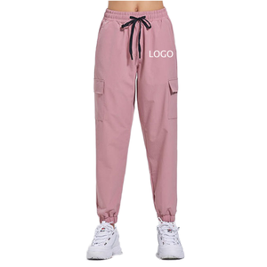 กางเกงจ็อกเกอร์ลำลองพิมพ์ลายหลวมสไตล์สปอร์ตสำหรับผู้หญิง เอวกลาง แห้งเร็ว ระบายอากาศดี ทรงขาตรงแบบเรียบง่าย สไตล์คาร์โก้ - Product Image 1