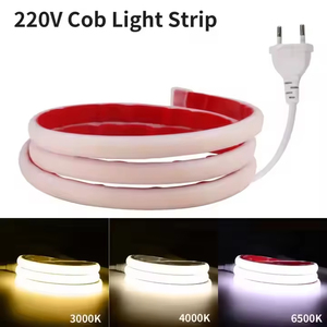 Bande LED COB ultra-lumineuse 110V 220V avec connecteur de prise IP65 étanche, lumière de décoration extérieure chaude/naturelle/blanche - Product Image 4