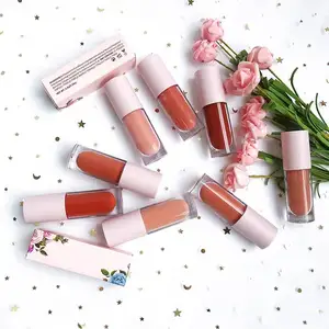 Diy Tahan Air Mineral Warna-warni Mengkilap Menepuk-nepuk Matte Lip Gloss Private Label Jelas Telanjang Lipgloss Tidak Ada Label Matte Lipstik Cair