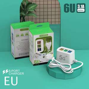 <span class=keywords><strong>Cargador</strong></span> <span class=keywords><strong>de</strong></span> 6 Puertos <span class=keywords><strong>USB</strong></span> 5V/3.1A <span class=keywords><strong>de</strong></span> Carga Rápida, Adaptador <span class=keywords><strong>de</strong></span> Enchufe Multi-Puerto, Centro <span class=keywords><strong>de</strong></span> Carga Inteligente - Product Image 6