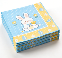 Serviettes en papier jetables série Lapin de Pâques et Œuf, Décoration de table printanière, Serviettes en papier imprimées Lapin de Pâques et Œuf écologiques