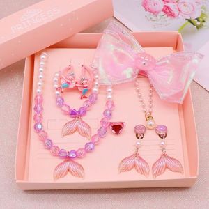 New Children Mermaid Hairpin Promotional Gift Set <b>Cute</b> Cartoon Girl Necklace Jewelry Handmade Advertising Promotion - Product Image 3