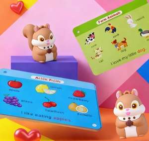 Tarjetas didácticas para educación temprana con forma de ardilla, audiolibros de lectura para niños, desarrollo del lenguaje, regalo interactivo para padres e hijos - Product Image 4