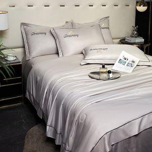 Juego de <span class=keywords><strong>cama</strong></span> cómodo de color sólido textil hogar estilo europeo y americano nuevo diseño al por mayor - Product Image 6
