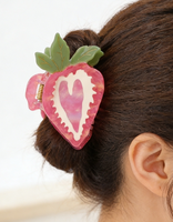 Groothandel Nieuwe Aardbei Hart Acetaat Haar Klauw, Schelp & Strass Design Zoete Schattige Haarspeld voor Meisjes