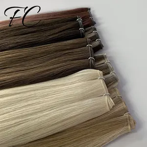 Fangcun Human Hair Supplier Russian Thin Invisible Genius Weft Hair Extensions Double Drawn Human Hair Genius Weft