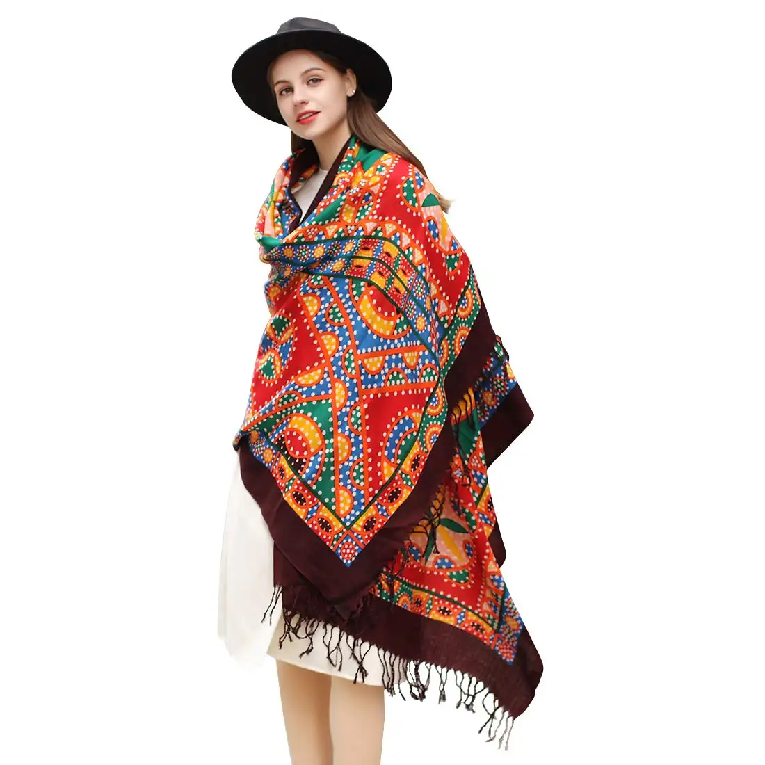Mujer grande suave cachemir chales Pashmina envuelve luz bufanda lana bufanda invierno pañuelos en la cabeza