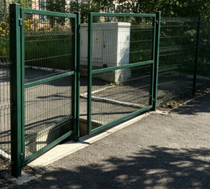 Portail de sécurité en treillis métallique à pliage triangulaire thermolaqué, à simple battant, pour entrée de villa, école, usine, parc - Product Image 5
