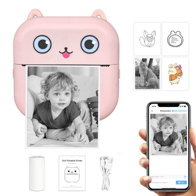 Stylish Mini Portable Photo Printer Smart Digital Instant Pocket Mobile Phone Printer USB Interface 200dpi 57mm Resolution