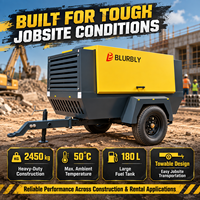Compresseur d'air diesel portable à vis 400 CFM, classe 8 bars, pour outils pneumatiques, travaux routiers et flottes de location