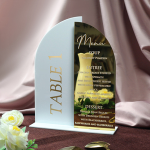 Table de mariage rustique de luxe déco acrylique or signe 3D miroir lettre arc numéro de Table et cartes de menu de dîner - Product Image 2