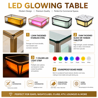 Ensemble de table haute de bar moderne à LED lumineuses, 7 couleurs, en acier inoxydable, pour discothèque, pub, karaoké, fête, événement