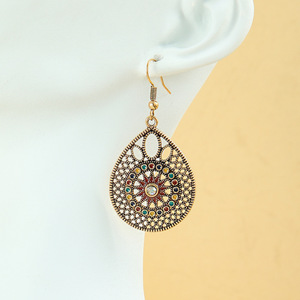 Water Drop <b>Earrings</b> Alloy Antique Bronze Plated Rhinestone Women's Party Jewelry Fashion <b>Piercing</b> Jewelry - Product Image 2