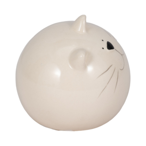 Statuetta di Gatto in Ceramica, Scultura Sferica Decorativa in Gres per Mensole o Tavolini da Caffè - Product Image 3