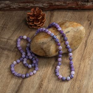 Collana con fossili di vento da <span class=keywords><strong>donna</strong></span>, collana lunga annodata con pietre colorate da 8 mm effetto invecchiato - Product Image 5