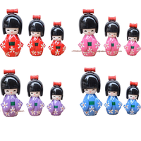 Poupée Kimono Folklorique Japonaise Ensemble de Trois Pièces Artisanat Peint Ornements Écologiques en Bois Cadeaux Spéciaux pour Bébé Inter-générationnels